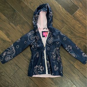 Navy & Pink Unicorn Rain Jacket size 5/6